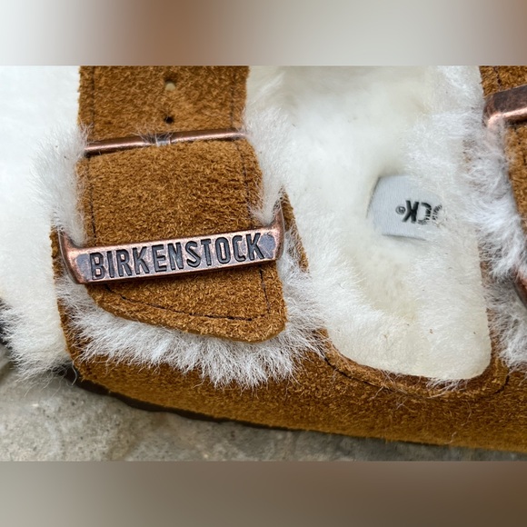 Birkenstock Arizona Shearling Lined Brown Suede Sandals Women’s Size 6 NWOB - Picture 7 of 11
